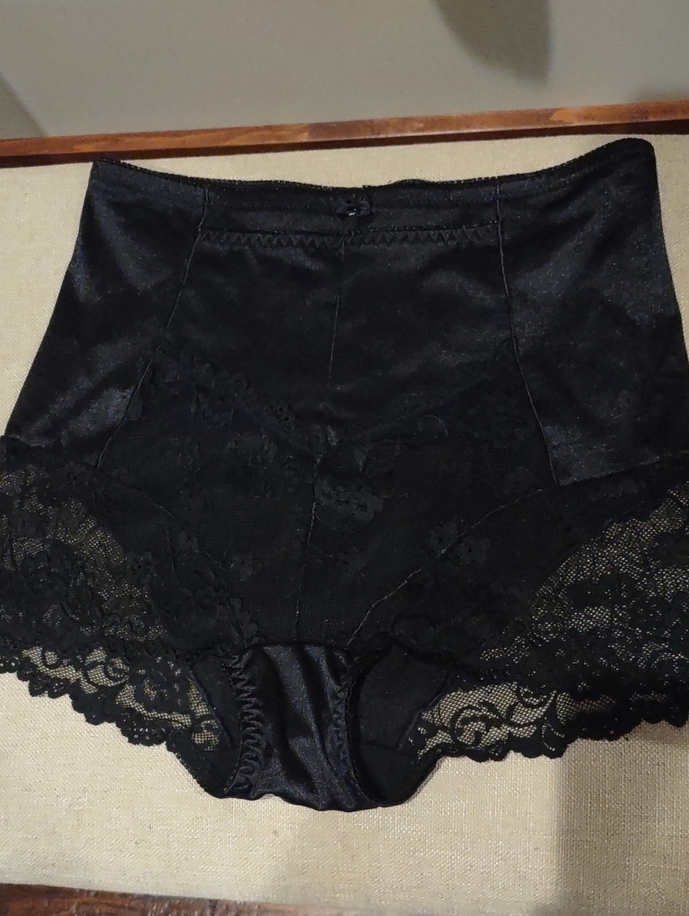 High-Waist Lace Shaping Briefs, Underwear Black L